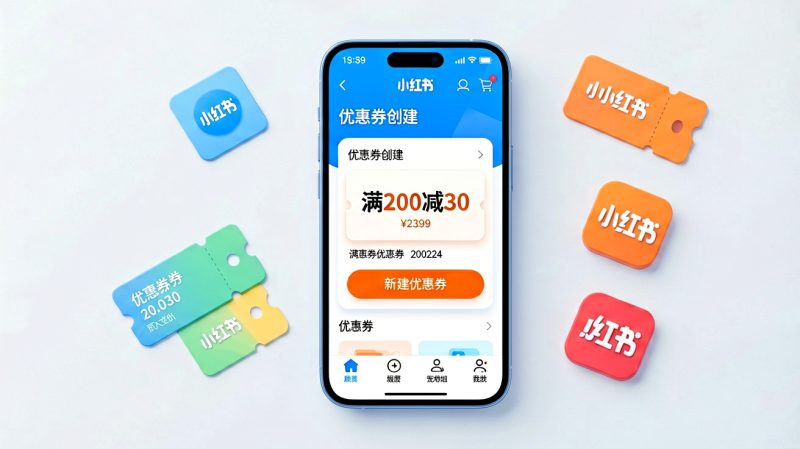 小红书优惠券 商家设置优惠券 商户版优惠券 优惠券创建 优惠券发放 满减券 折扣券 新人专享券